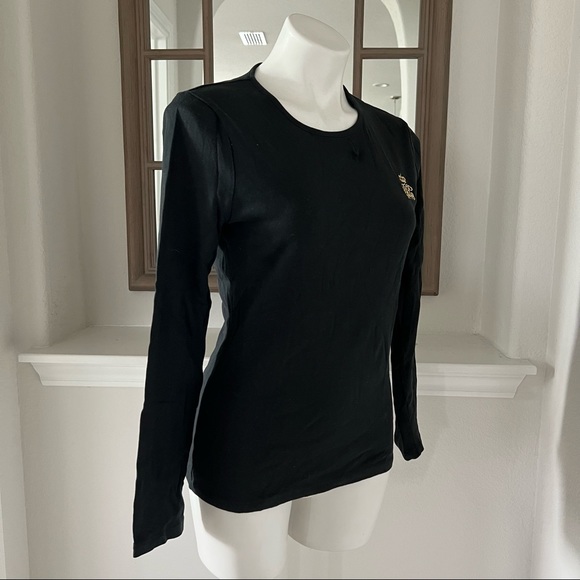 L. Ralph Lauren Long Sleeve Crew Neck RLL Crest Logo T-Shirt Black Gold Size L - Picture 3 of 9